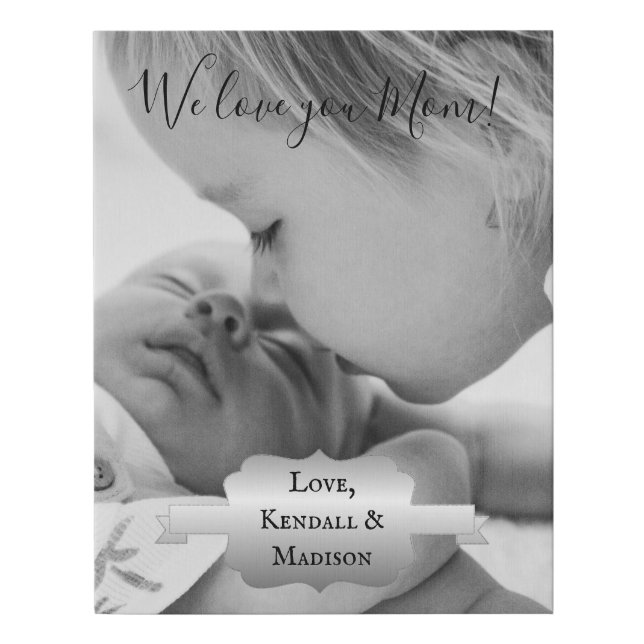 Silver Minimalist Photo Faux Canvas Print (Front)