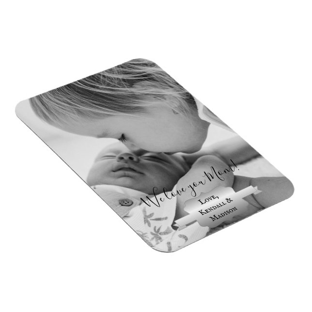 Silver Minimalist Photo Mother's Day Magnet (Right Side)