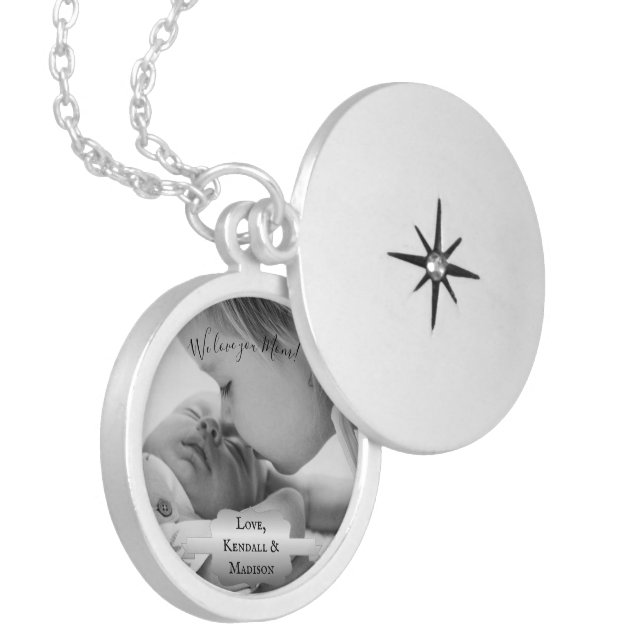Silver Minimalist Photo Mother's Day Necklace (Front Left)