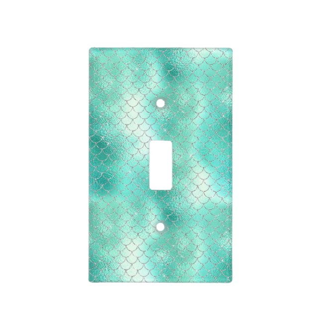 Silver Mint Mermaid Light Switch Cover (Front)