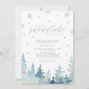 Silver & Mint Snowflake Winter Boy Baby Shower Invitation