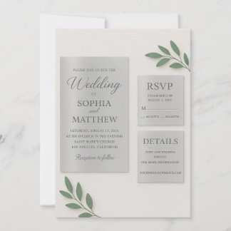 Silver Mirror Acrylic Wedding Invitation Set with