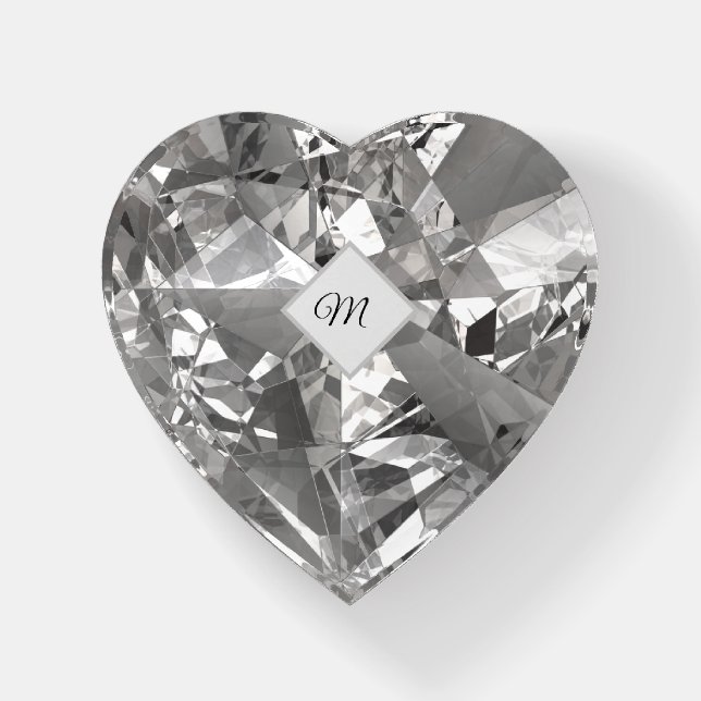 Silver Mirror Crystal Heart Paperweight (Front)