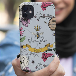 Silver Mist, Black & Gold Queen Bee & Crown iPhone 11 Case