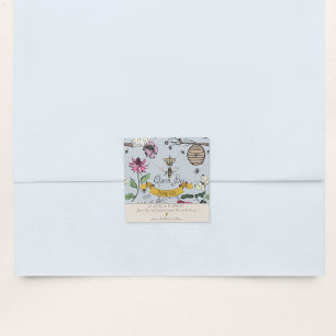 Silver Mist & Black Queen Bee and Crown Thank You Square Sticker
