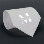 Silver Mist | Custom Monogram Wedding Groomsmen  Neck Tie<br><div class="desc">Elevate your wedding day or special occasion look with this Elegant Monogram and Custom Name Neck Tie. This is the ultimate accessory for the groom and his entire wedding party, offering a stylish and sophisticated way to ensure everyone's look is coordinated and personal. Featuring a bold, classic white monogram initial...</div>