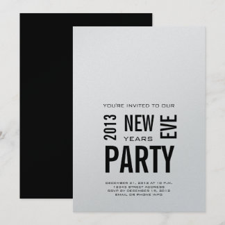 Silver Modern 2013 New Years Eve Party Invitation