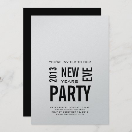Silver Modern 2013 New Years Eve Party Invitation