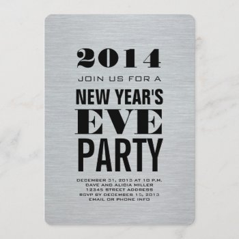 Silver Modern 2014 New Year's Eve Party Invitation by zazzleoccasions at Zazzle