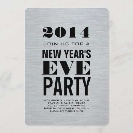 Silver Modern 2014 New Year's Eve Party Invitation