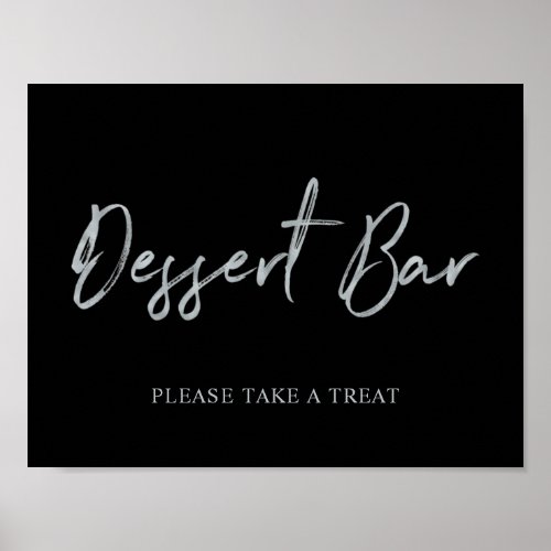 Silver Modern Brush Lettering Dessert Bar Sign