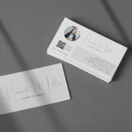 Silver | Modern Elegant Minimalist Photo QR Code Business Card