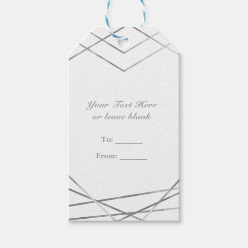 Silver Modern Geometric Lines Glam Party Favor Gift Tags