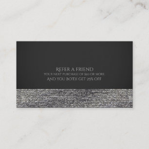 Silver Modern Glam Sequins Chic Refer a Friend Referral Card