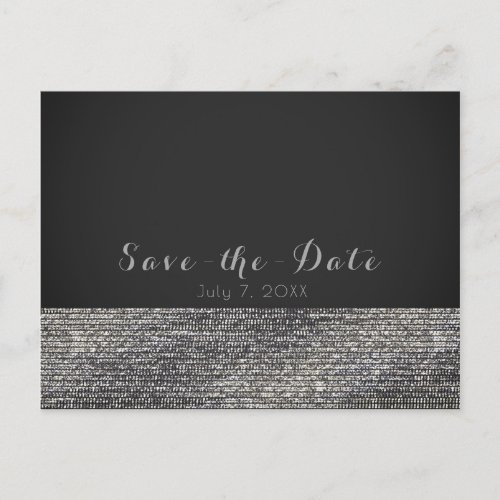 Silver Modern Glam Sequins Chic Save the Date Announcement Postcard