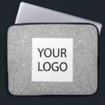 Silver Modern Glitter - Custom Logo Promotional Laptop Sleeve<br><div class="desc">Silver Modern and Professional Faux Glitter and Sparkle Elegant Custom Logo Promotional Corporate Laptop Bag or Sleeve Promotional Case for a Beauty Industry Gift. This case can be customized to include your company or business logo.</div>