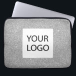 Silver Modern Glitter - Custom Logo Promotional Laptop Sleeve<br><div class="desc">Silver Modern and Professional Faux Glitter and Sparkle Elegant Custom Logo Promotional Corporate Laptop Bag or Sleeve Promotional Case for a Beauty Industry Gift. This case can be customized to include your company or business logo.</div>