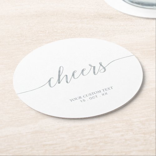 Silver Modern Lettering Cheers Party Event Round P Round Paper Coaster