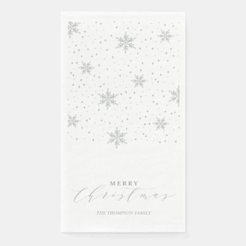 Silver Modern Merry Christmas Party Napkins