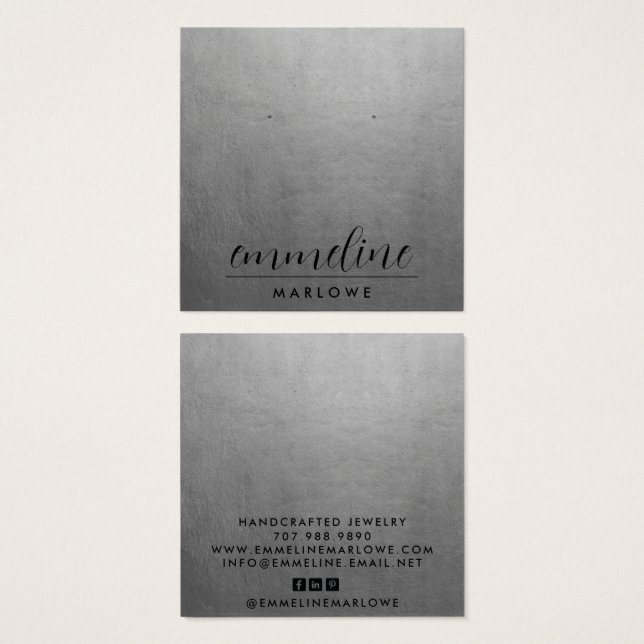 Silver Modern Minimal Earring Jewelry Display Card (Front & Back)