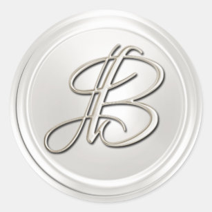 Navy Blue & White Monogram Initial Seal B, Zazzle