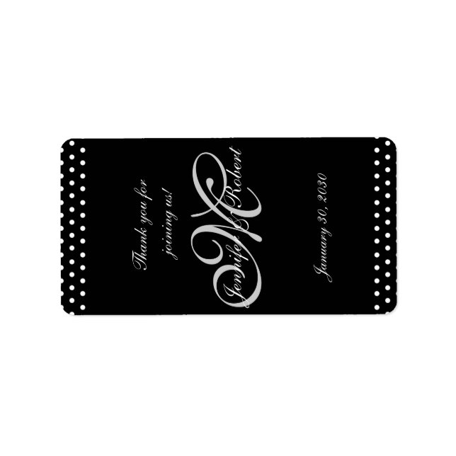 Silver Monogram Black w Polka Dot Wedding LipBalm Label (Front)