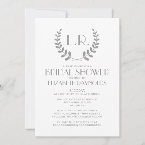 Silver Monogram Bridal Shower Invitations