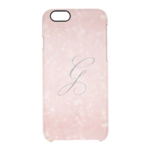 Silver Monogram G Glam Pink Pink Bokeh iPhone Clear iPhone 66S Case