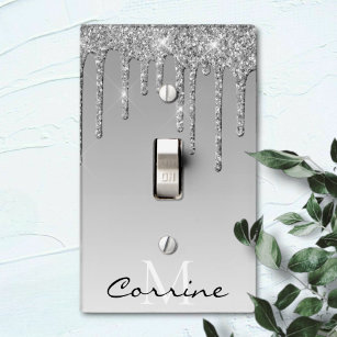 Silver Shiny Silver Rhinestones Wall Plates, 6 Pieces Light Switch Cover  Plate Bling Crystal Wall Plates Decorative Wall Plate Single Toggle For  Kitchen 