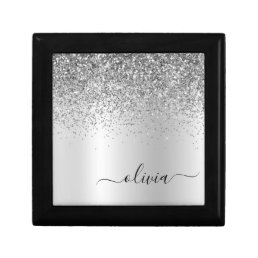 Silver Monogram Glitter Sparkle Girly Script Gift Box
