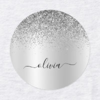 Silver Monogram Glitter Sparkle Girly Script
