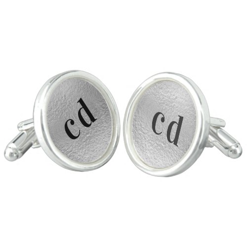 Silver monogram initails minimalist cufflinks