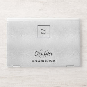 Silver monogram initails name business logo HP laptop skin