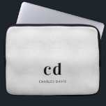 Silver monogram initails name minimalist metal laptop sleeve<br><div class="desc">A classic faux silver metallic looking background. Personalize and add your monogram initials and full name. Modern,  trendy and simple. For both him and her.</div>
