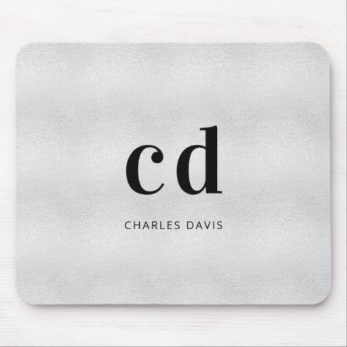 Silver monogram initails name mouse pad