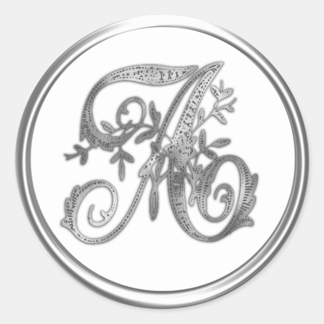 Silver Monogram Initial on Any Color Envelope Seal (Front)
