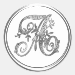 Silver Monogram Initial on Any Color Envelope Seal