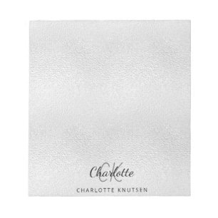 Silver monogram initials name notepad