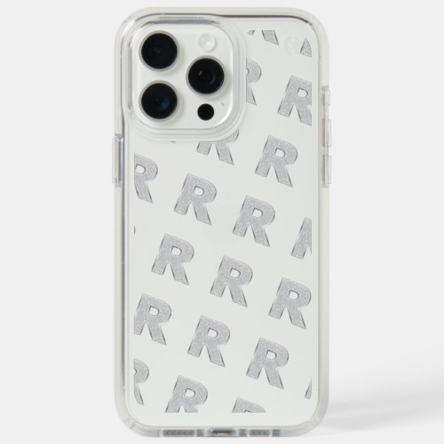 Silver monogram letter R  iPhone 15 Pro Max Case