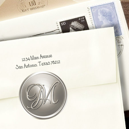 Silver Monogram M Envelope Seal