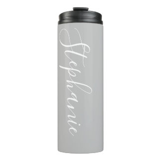 Silver Monogram modern script Thermal Tumbler