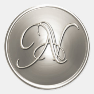 Silver Monogram N Envelope Seal