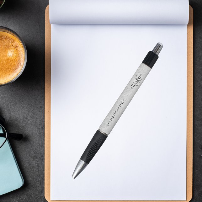 Silver monogram name script pen (Creator Uploaded)