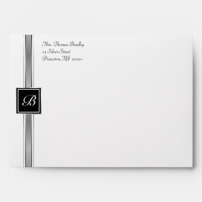 Silver Monogram Party Invitation Envelopes (Front)