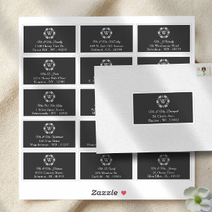Silver Monogram Poker Chip Casino Wedding Address Sticker