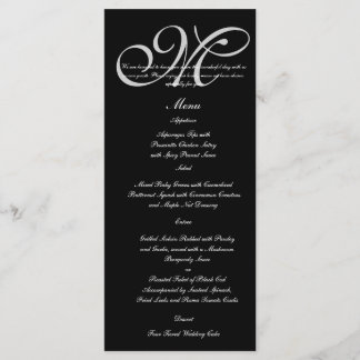 Silver Monogram Polka Dots Wedding Menu