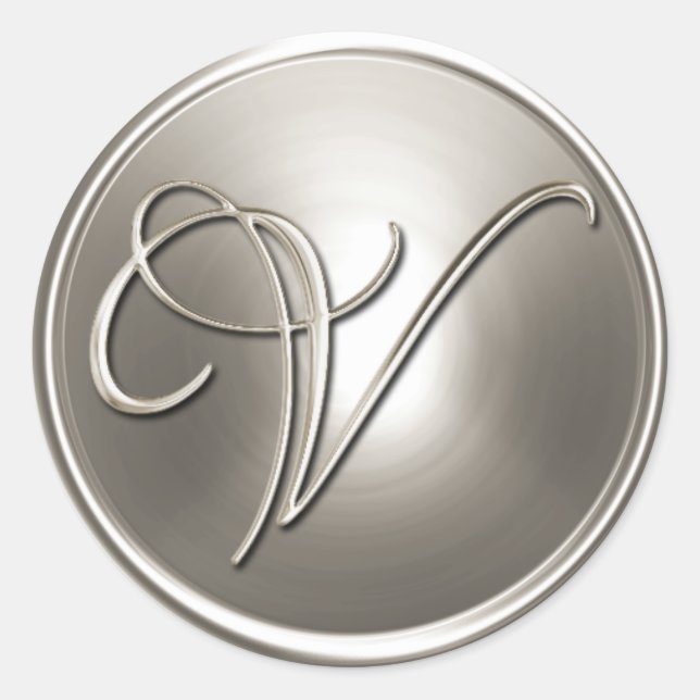Silver Monogram V Envelope Seal (Front)