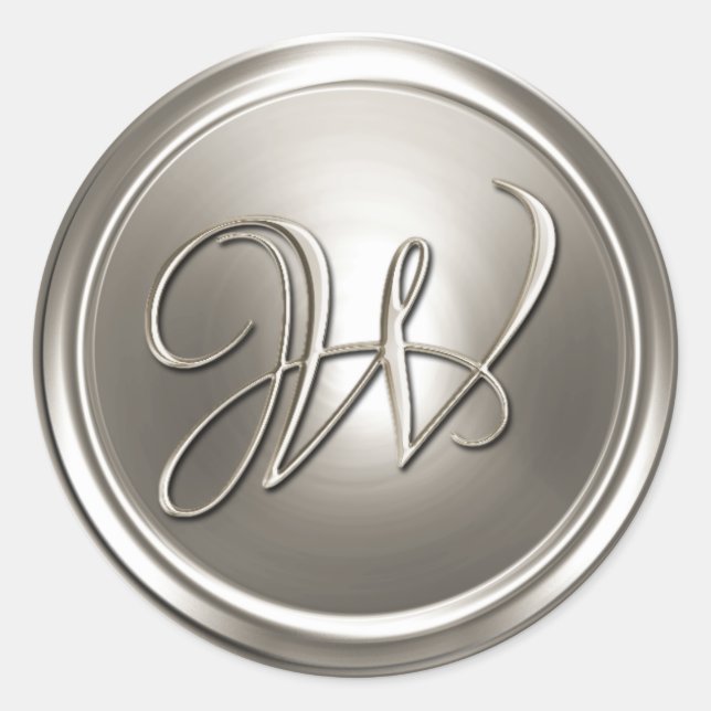 Silver Monogram W Envelope Seal (Front)