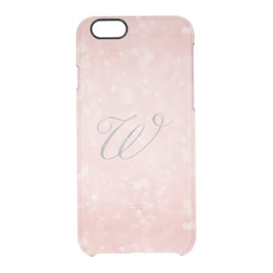 Silver Monogram W Glam Pastel Pink Bokeh iPhone Clear iPhone 6/6S Case