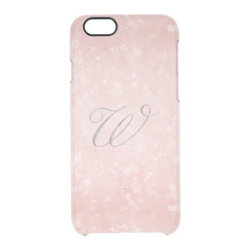 Silver Monogram W Glam Pastel Pink Bokeh iPhone Clear iPhone 66S Case